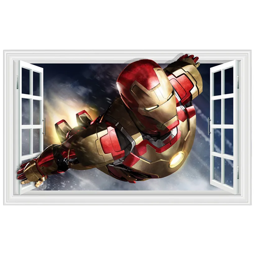 Супер герой плакат marvel с Железным человеком Мстители фильм поддельные 3d окна