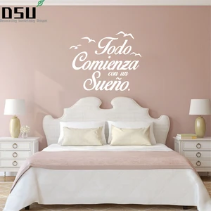 Виниловые настенные наклейки с испанскими цитатами, настенные наклейки для спальни, наклейки с птицами, домашний декор, декоративные обои для спальни