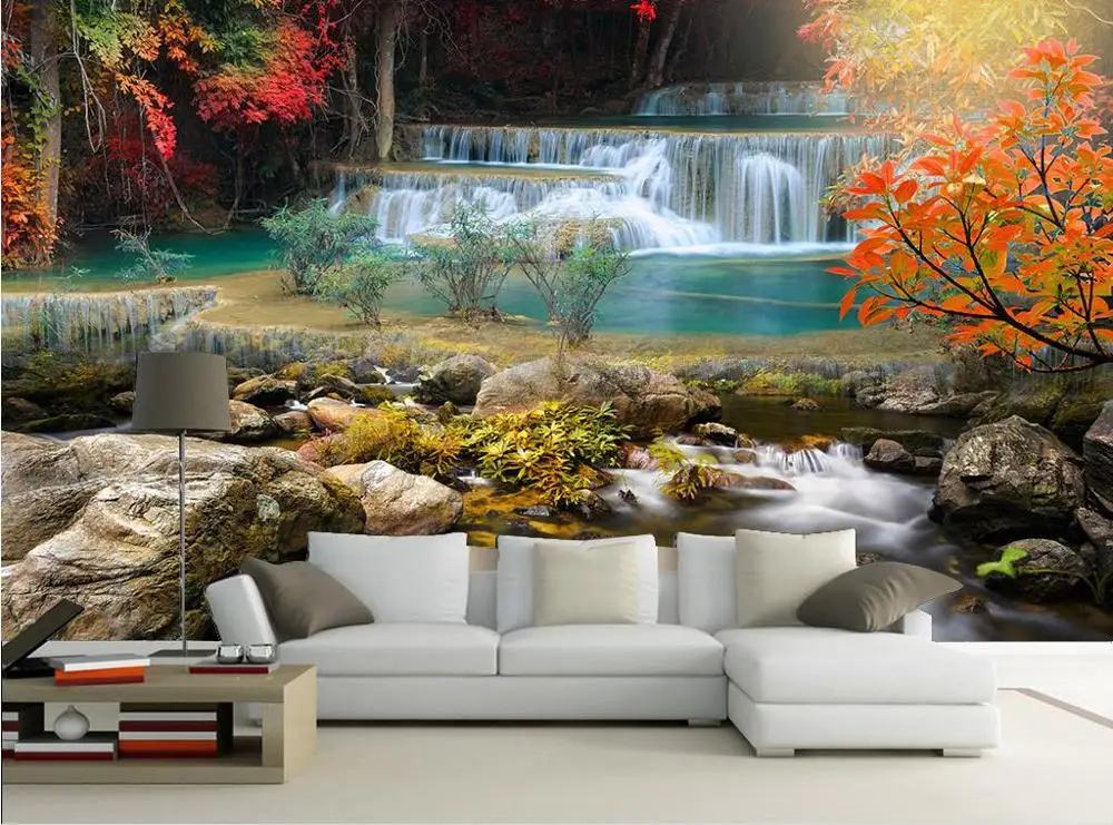 

customize wall papers home decor 3d Living room bedroom Beautiful scenery of the waterfall wall paper tv home decor wallpaper