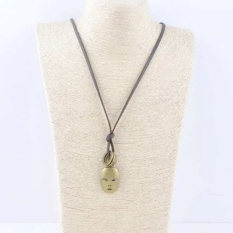 Винтажная богемная Этническая кожаная цепочка женское ожерелье свитер Крутое