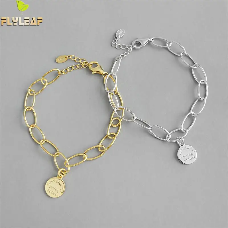 Flyleaf 18k золотые геометрические буквы круглые настоящие браслеты из стерлингового