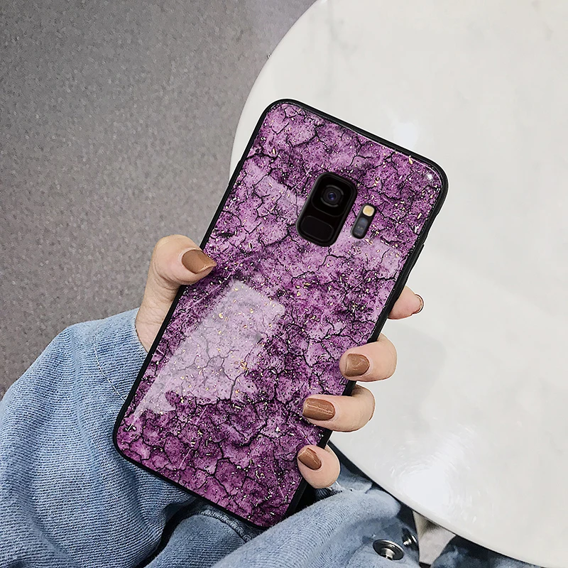 Роскошный блестящий Мраморный чехол из золотой фольги для телефона Samsung Galaxy S9 S8