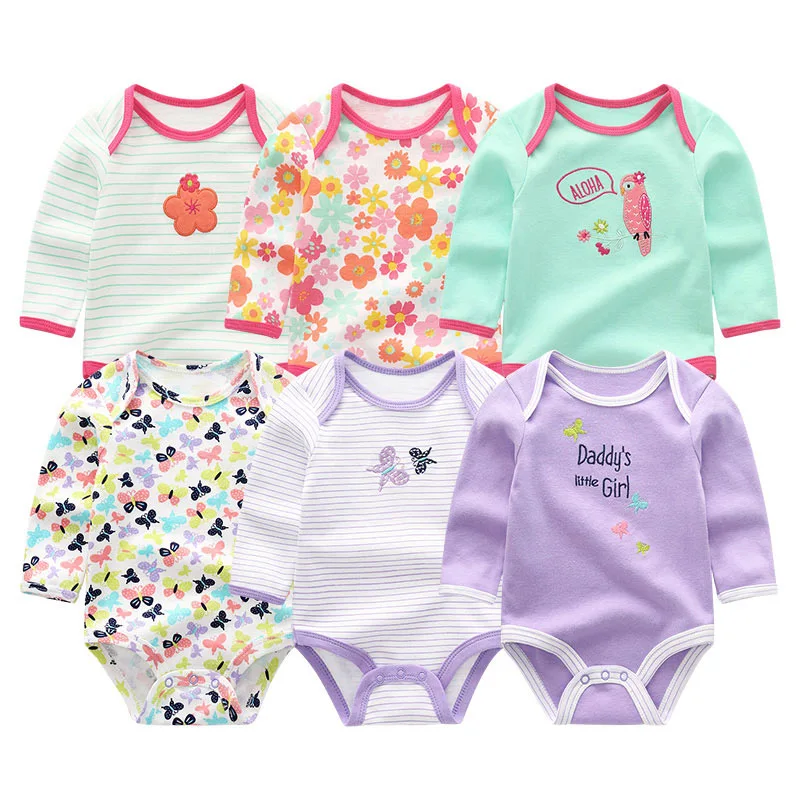Baby Bodysuits6107 6 шт детская одежда боди с единорогами 0-12 M Roupas de малыш Bebe одежда полосатый комбинированный купальник хлопоковый для новорожденных малышей Одежда для девочек - Цвет: Baby Bodysuits6107