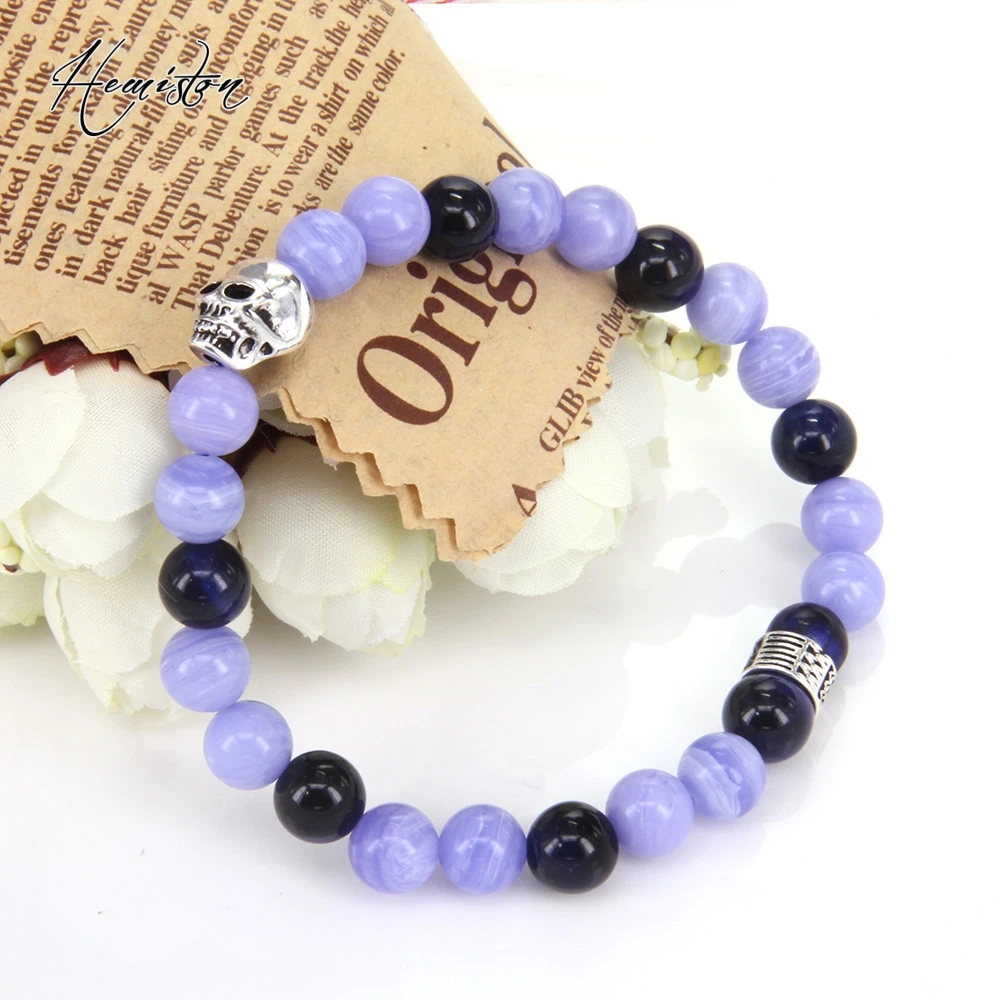 Томас Синий тигровый камень с принтом череп из бисера иероглифический орнамент