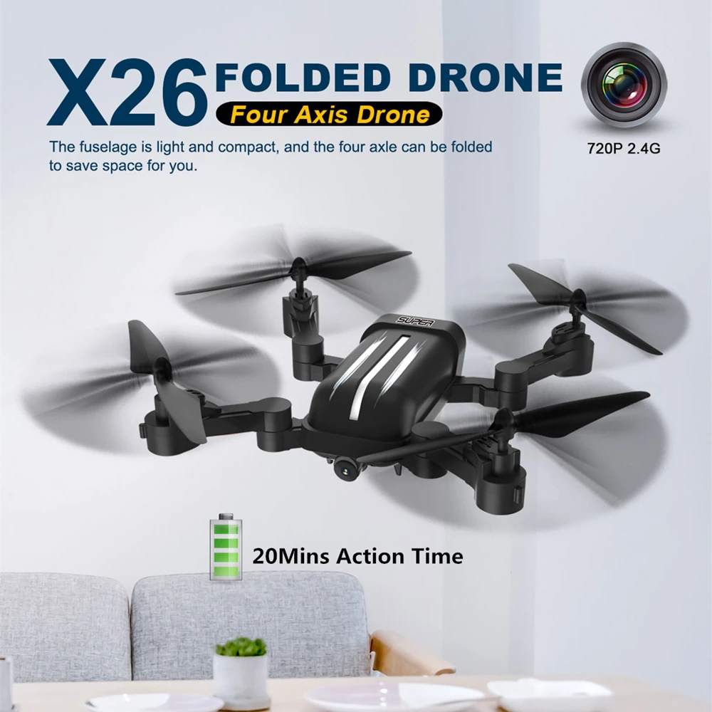 Bayangtoys X26 Радиоуправляемый квадрокоптер с Камера FPV Дрон Wi Fi Вертолет 20 минут Fly