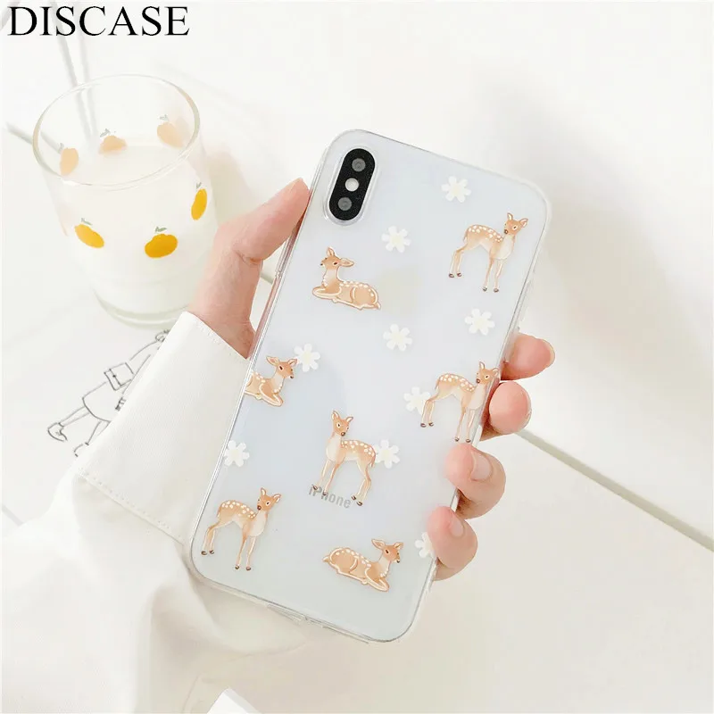 DISCASE прозрачный мультяшный чехол для телефона с рисунком в виде животного iphone XS MAX
