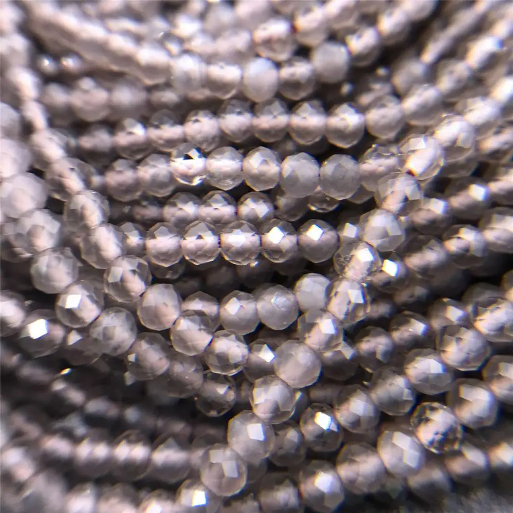2 3mm Small Beads gray quartz Natural stone beads jewelry making handmade diy gifts crystal round tiny | Украшения и аксессуары