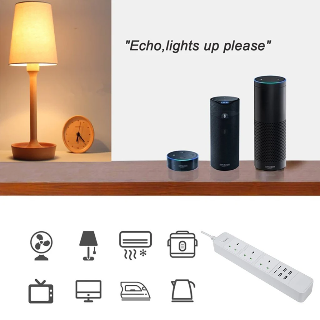 WiFi умная домашняя электронная розетка 3 розетки переменного тока Быстрая зарядка