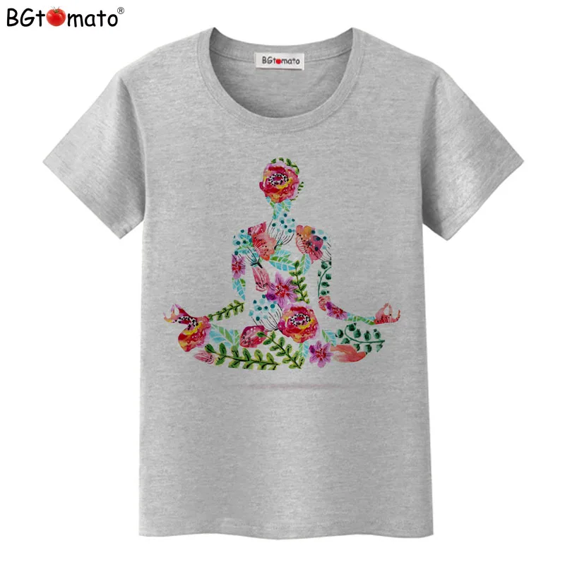 

BGtomato Hot Sale Cartoon Roses body printing Shirts Short Sleeve Women T-shirt Novelty Tee Rose Printed Casual Shirts