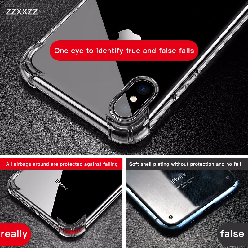Прозрачный защитный чехол для iPhoneX с комплексной поддержкой воздушной подушки для iPhone5 6 7 8 XR XS MAX Plus Антиударный.
