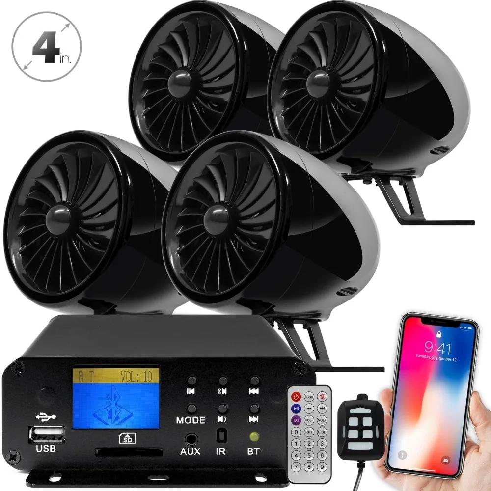 1000 Вт 4 шт./компл. дюйма черный мотоцикл Bluetooth колонки ATV UTV динамик - Цена: 13 003,86 руб.