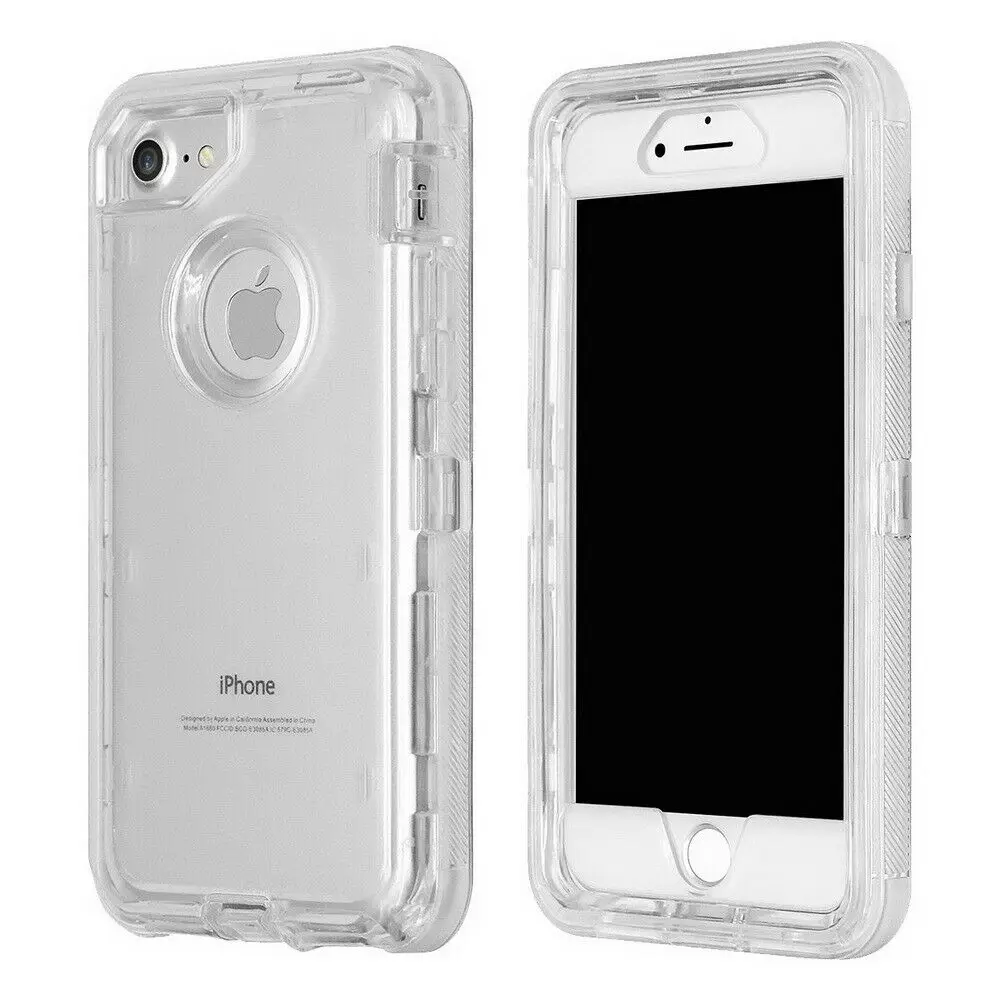 Роскошный тяжелый противоударный защитный чехол 3 в 1 для iPhone X XS Max XR 6 6s 7 8 Plus, прозрачный защитный чехол с кристаллами