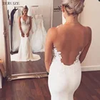 Белое Атласное Свадебное Платье E JUE SHUNG с кружевной аппликацией, летние пляжные свадебные платья