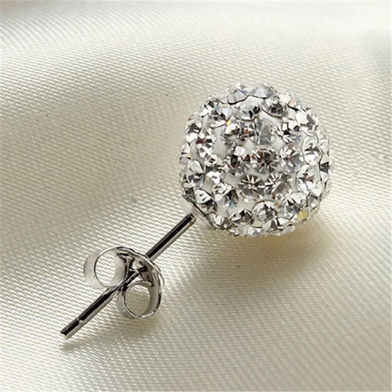Модные серьги гвоздики 10 мм круглые хрустальные для женщин и девочек ювелирные