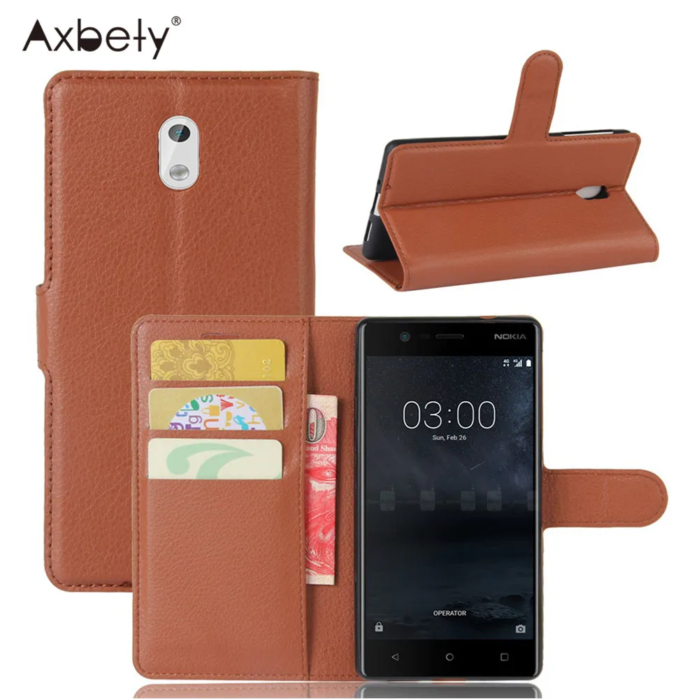 Axbety чехол для Nokia 3 Чехол Флип Бумажник PU кожаный магнитных флип Силиконовые чехлы