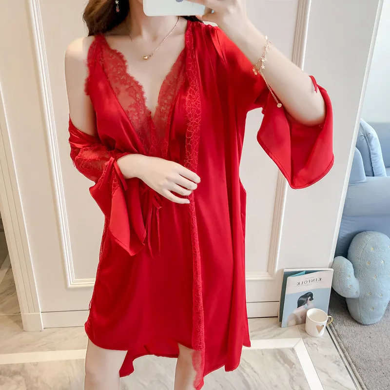 Женский пижамный комплект MECHCITIZ пижама из сатина и шелка на шнурках домашний