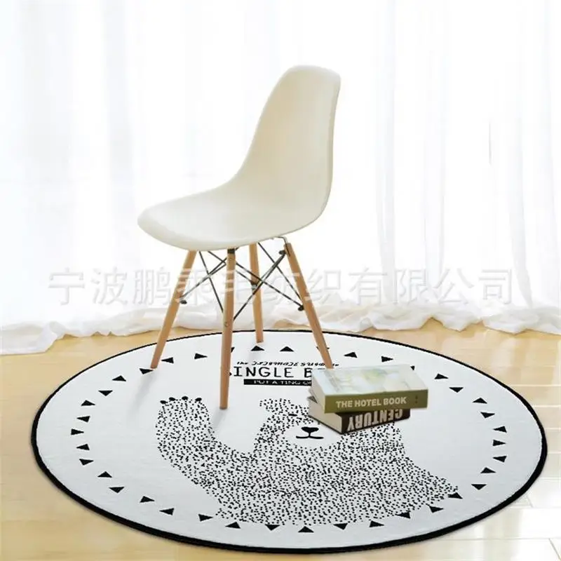 Милый круглый черный/белый медведь ковер детская комната компьютерное кресло