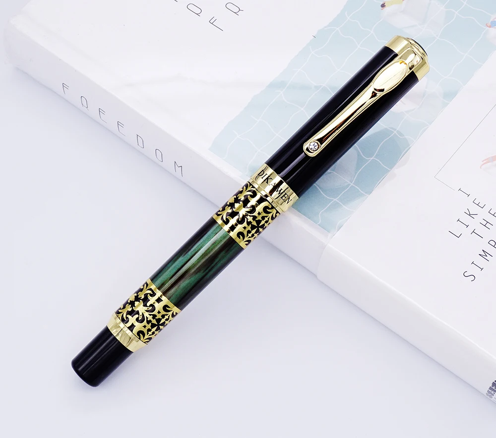 

Dikawen 8012 Rollerball Pen with Smooth Refill , Green Stripe Signature Writing Pen for Office / Business / School Supplies