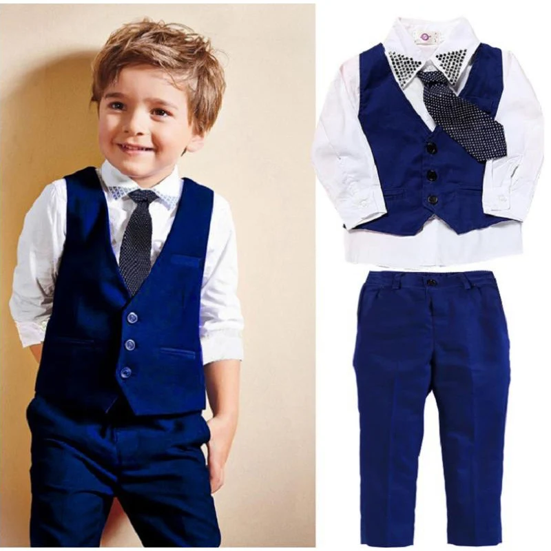 

2019 new boy suit multi-piece children's clothing boy fashion tie + vest + shirt + pants four-piece children's clothing