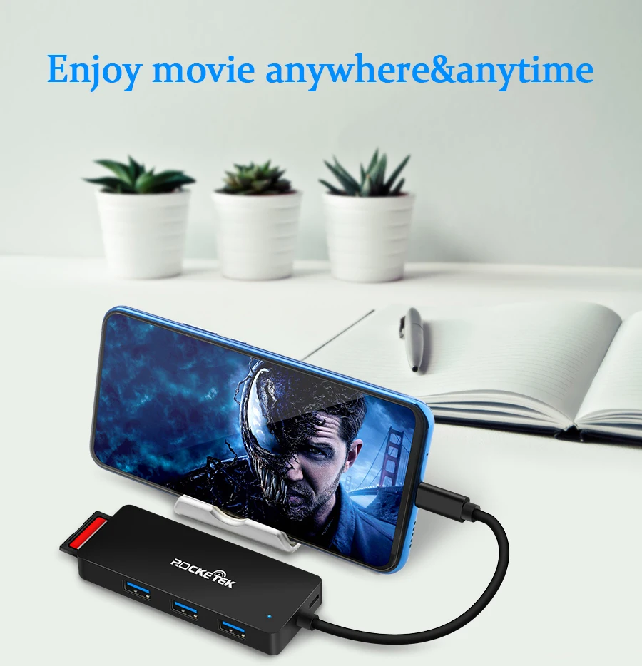 Rocketek алюминиевый сплав usb-хаб с кардридером 3 порта USB 3,0 type c разветвитель Micro USB порт питания для ноутбука iMac