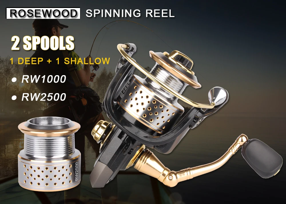 RoseWood 1000/2500 катушка спиннинга для карпа с бесплатной резервная Катушка 5,2: 1 8+ 1BB гладкое легкое рыболовное колесо для Ультралегкая удочка
