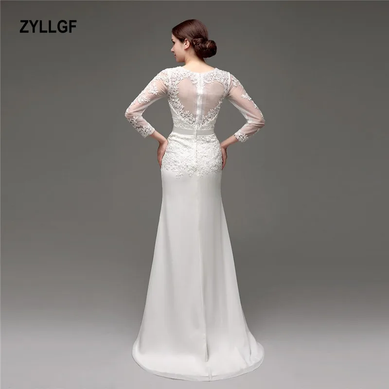 Zyllgf 2017 высокое качество белый v-образным вырезом Мода платье Русалка атласная