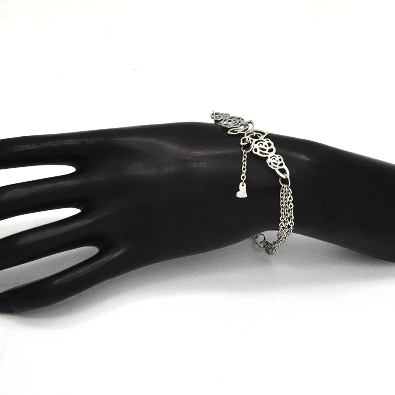 wholesale stainless steel silver color bracelets butterfly and rose engraved elegant romantic for women Br0419123 | Украшения и