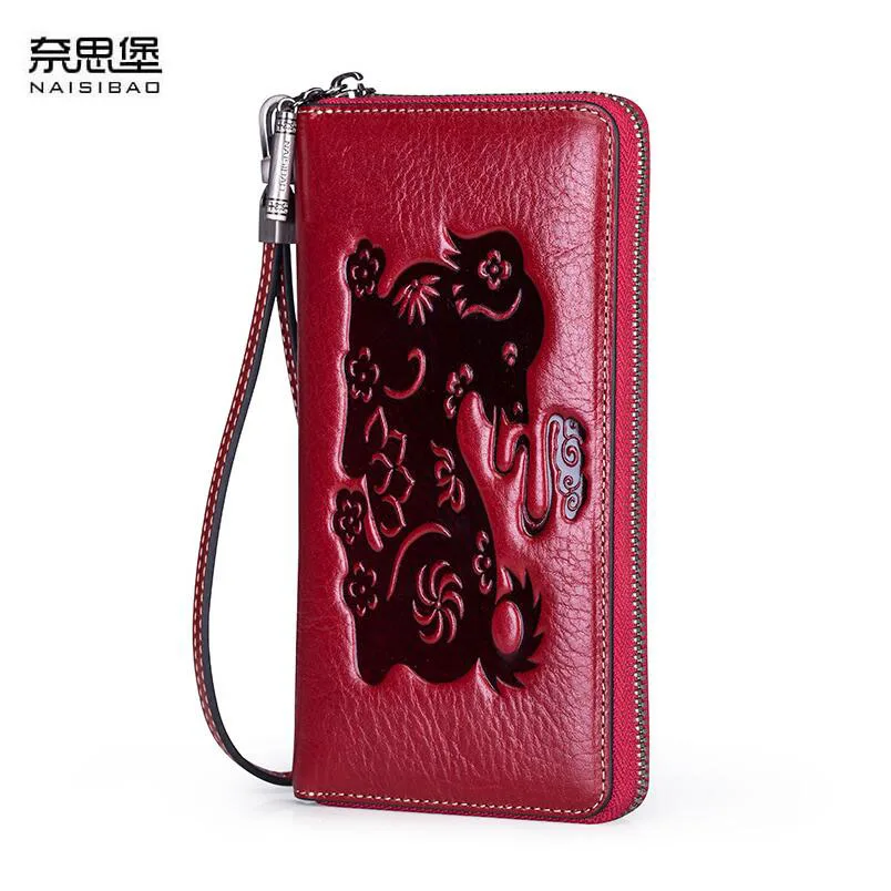 NAISIBAO 2020 новый кошелек из натуральной кожи тиснение коровьей женская кожаная