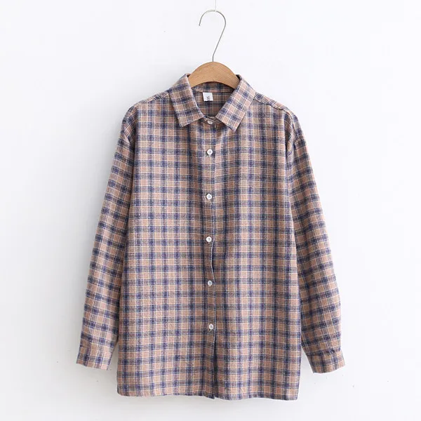 Блузка женская клетчатая свободного покроя в Корейском стиле|female shirts|korean women