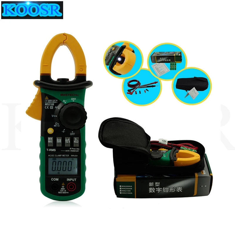 MASTECH MS2108 цифровой автоматический диапазон клещи мультиметр электрический тестер Вольтметр Амперметр конденсатор сопротивление тока Tecrep