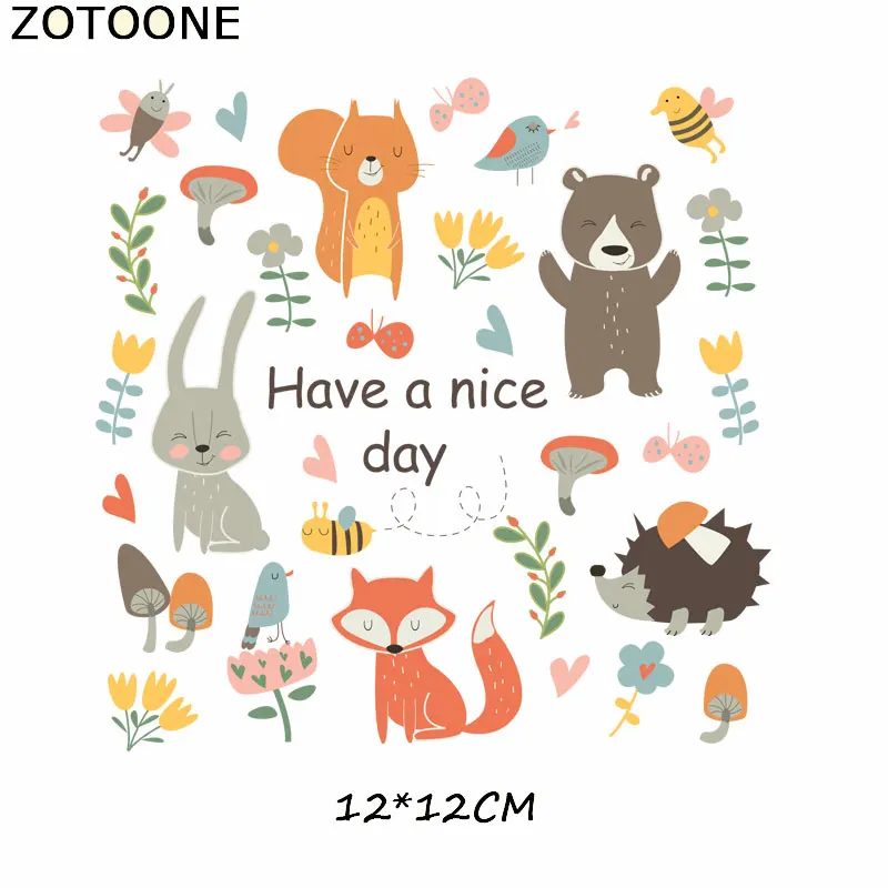 ZOTOONE милые животные сделай сам патч для одежды Железный перевод на футболку стираемые наклейки аппликация на одежду тепло на детей ремесло - Цвет: 440