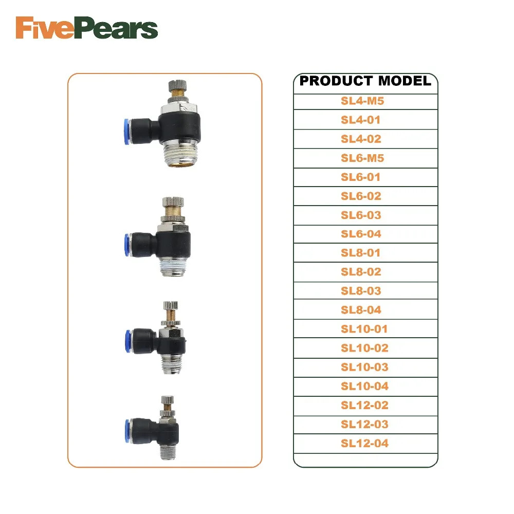 Бесплатная доставка SL8 01 02 03 04Pneumatic Дроссельный клапан быстрого пуш ап в воздуха