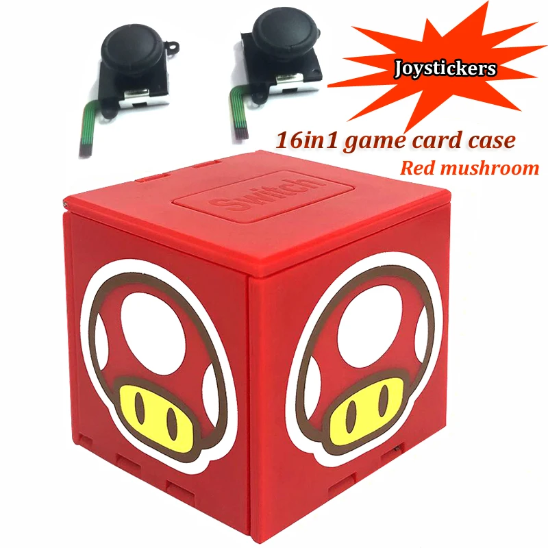 Set 4 Red mushroom Чехол 16в1 для переключателя kingd портативные игровые карты Жесткий чехол для хранения для игр nintendo Switch+ 3D аналоговые джойстики - Цвет: Set 4 Red mushroom