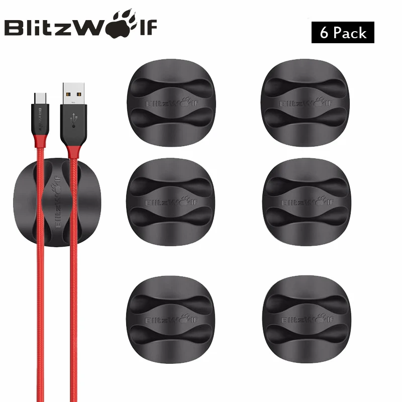 Устройство для намотки кабеля BlitzWolf 6 шт./лот органайзер зажим наушников