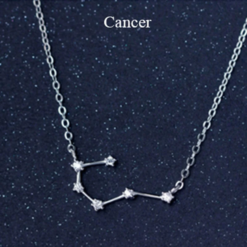 Cancer necklace 925 пробы, серебро, 12 звезд, Зодиак, циркон, гороскоп, астрология, галактика, знак созвездия, ожерелье, подарок на день рождения, свадьбу - Окраска металла: Cancer necklace