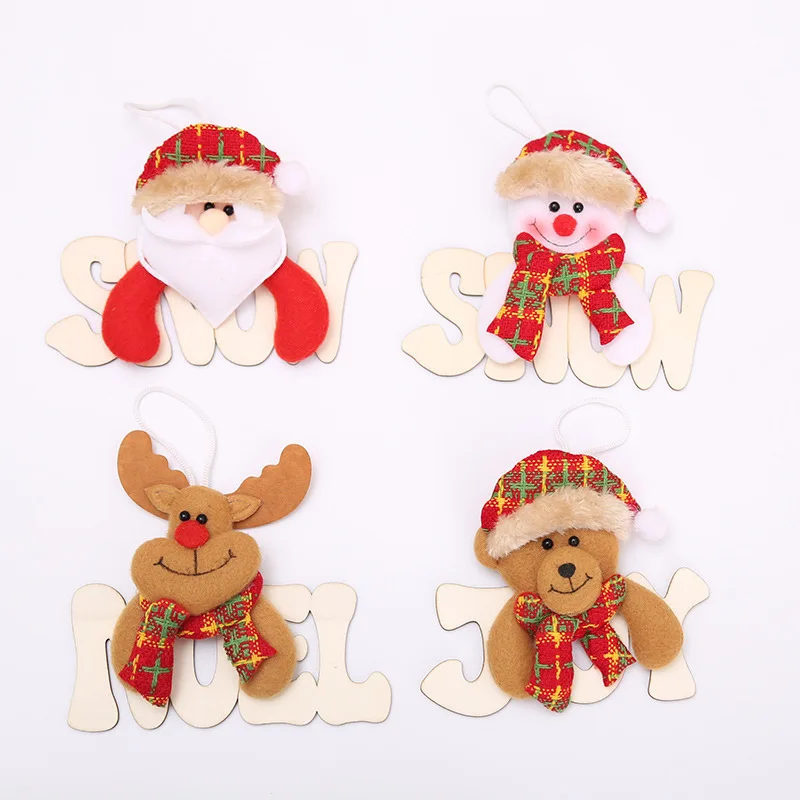 Christmas Decorations Creative Wooden Letter Cards Santa Claus Snowman Deer Bear Pendant WindowDoor Door Hanging | Дом и сад