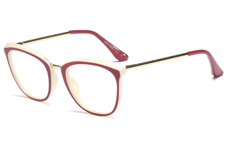 Cat Eye Glasses Frames Men Women Optical Fashion Computer Glasses 45749 - Цвет оправы: C6 red beige