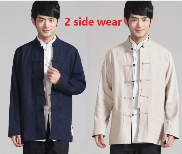 Мужская хлопковая двухсторонняя рубашка старинные костюмы льняной костюм