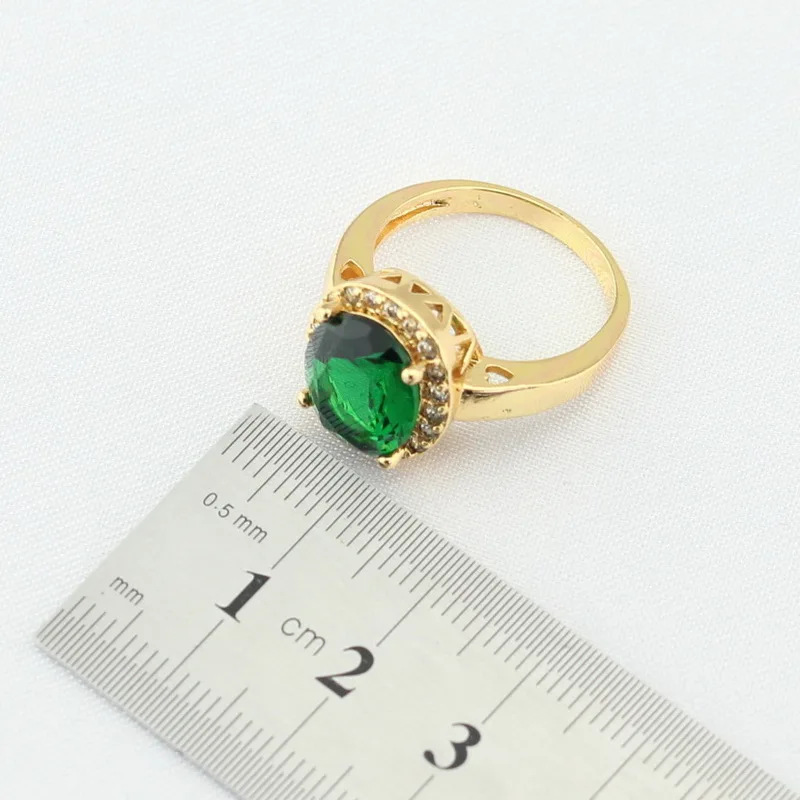 WPAITKYS Женские Ювелирные наборы золотого цвета зеленые камни Белый CZ длинные