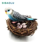 DIY моделирование животных модель попугая Птичье гнездо Статуэтка яйца бонсай для домашнего декора миниатюрное украшение для сада в виде Феи аксессуары современные