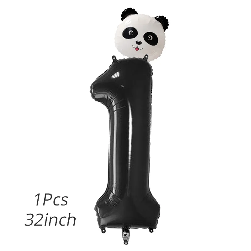 number balloon set 1 Cyuan Panda вечерние украшения животные панда бумажная тарелка на день рождения чашка баннер детский душ День Рождения украшения Детские цифры воздушные шары - Цвет: number balloon set 1