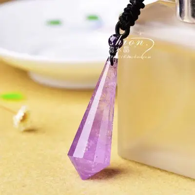 Amethyst Неистовый! Натуральный кристалл камень фиолетовый кристалл кулон квадратная фиолетовая подвеска в виде каменного маятника духовность энергия Очаровательные Кристаллы - Окраска металла: Amethyst