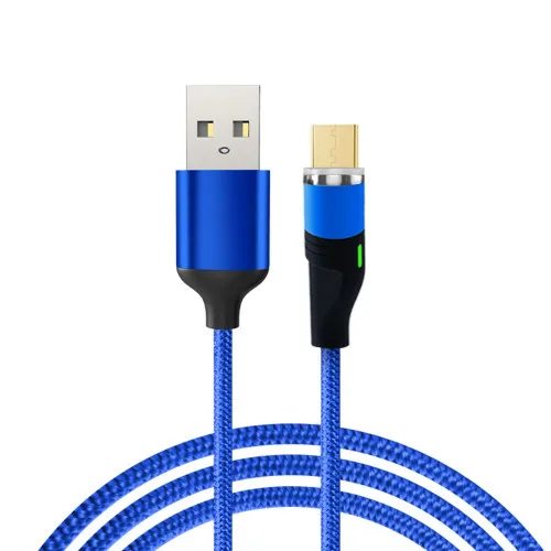 VOXLINK 1 м светодиодный магнитный USB кабель для iPhone Xs 6 и USB TypeC кабель и Micro USB нейлоновая оплетка для samsung Xiaomi huawei USB C - Цвет: Blue for Micro