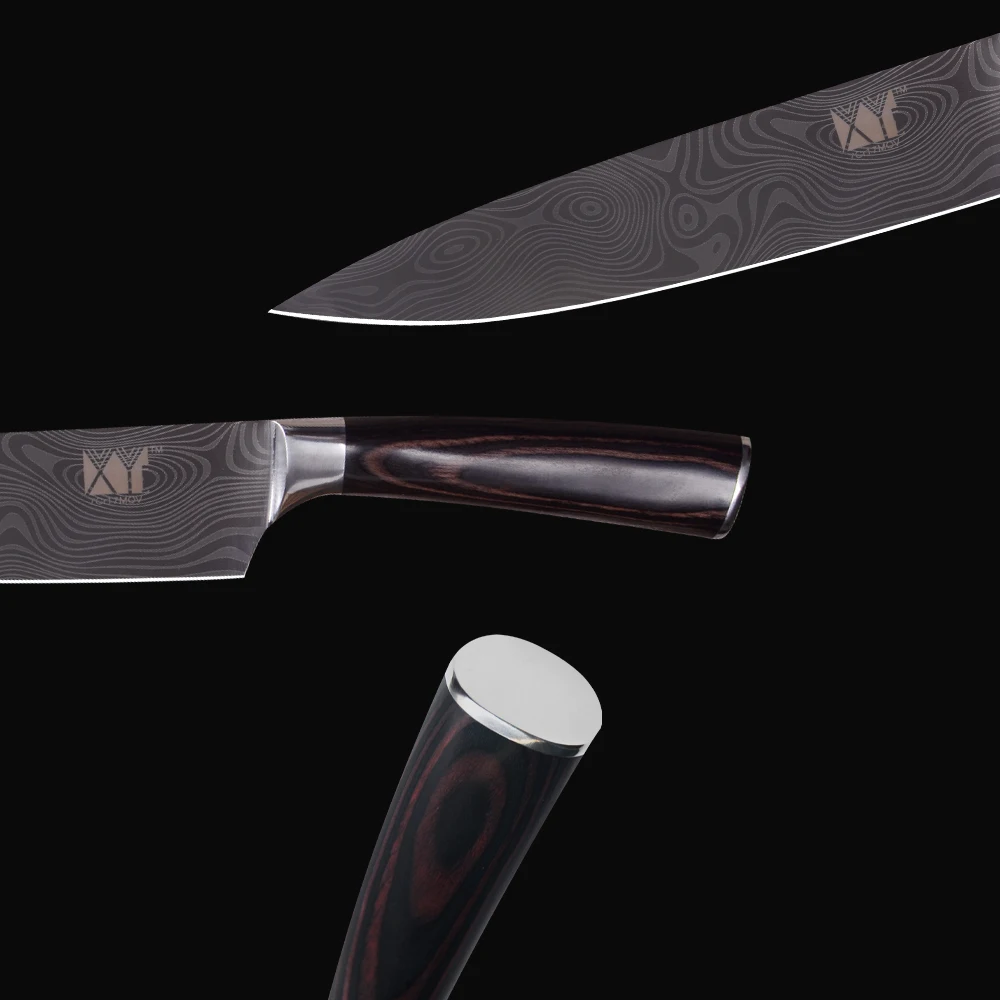 XYj кухонный нож из нержавеющей стали Дамасские вены Высокоуглеродистый для