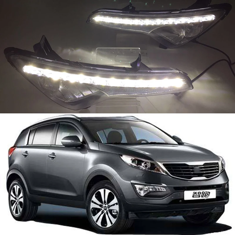 Автомобильная проблесковая 1 пара для Kia Sportage 2010 2011 2012 2013 SPORTAGE R светодиодный DRL Габаритные огни Дневной светильник тумана светильник