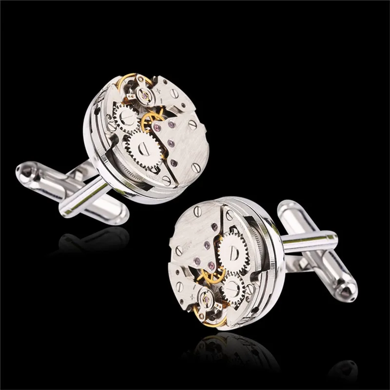 

Julie Wang 1Pair Metal Color Watch Movement tourbillon Nail Sleeve Button Cuff Links Daily Formal High End Men Jewelry Fine Gift
