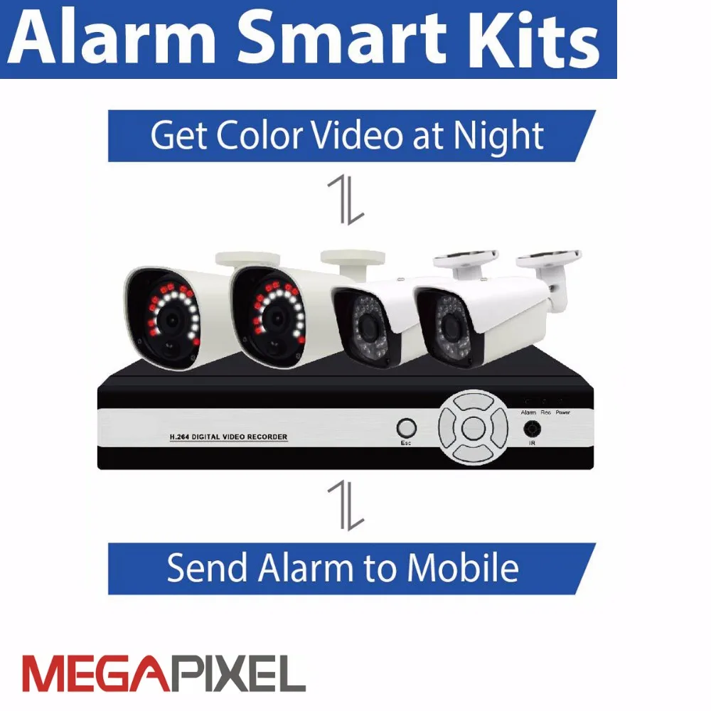 4CH CCTV видеонаблюдения Smart Alarm комплекты AHD компактная камера XVR DVR NVR системы