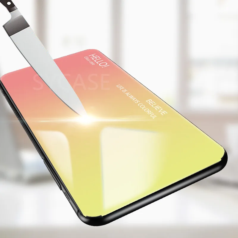 SYCASE Letter Gradient Tempered Glass phone case For Xiaomi Redmi Note 4 4X 5A 5Pro 6 cute rainbow Aurora back cover shell |