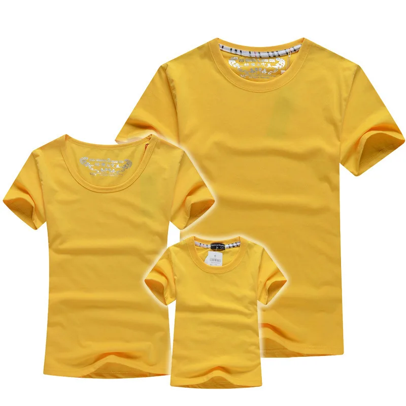 Однотонные Семейные футболки парные Летний стиль подходящая женская футболка