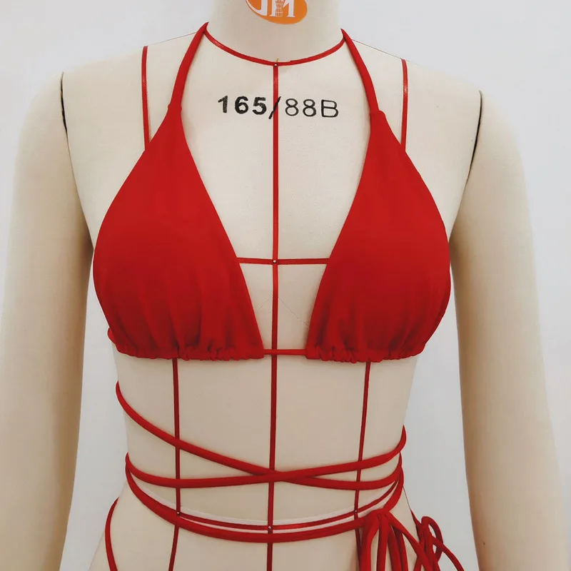 2019 американский сексуальный смешанный купальник с разрезом чистый цвет бикини